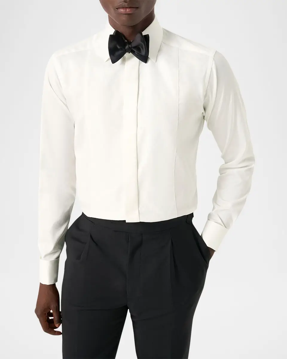 Eton Men's Slim Fit Jacquard-Bib French Cuff Dress Shirt | Thumbnail 2 Eton Men's Slim Fit Jacquard-Bib French Cuff Dress Shirt | Thumbnail 2