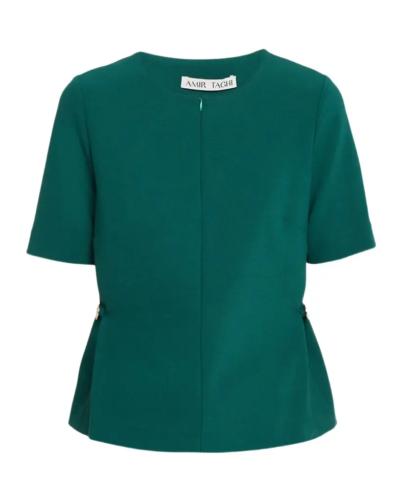 Amir Taghi Nora Short-Sleeve Button-Hip Crepe Top | Image 1 Amir Taghi Nora Short-Sleeve Button-Hip Crepe Top | Image 1
