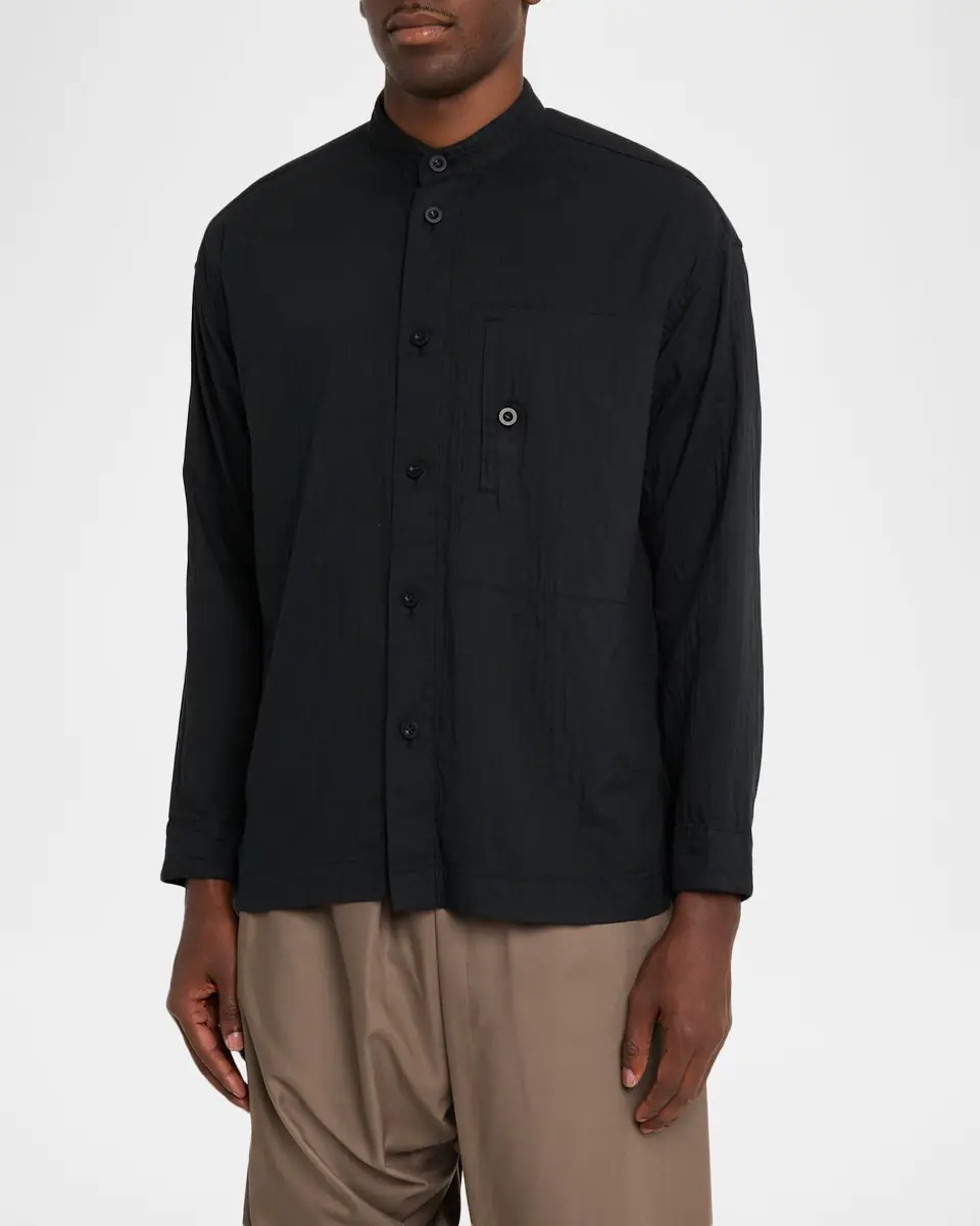 Homme Plissé Issey Miyake Men's Double-Faced Cotton Button-Down Shirt | Thumbnail 3 Homme Plissé Issey Miyake Men's Double-Faced Cotton Button-Down Shirt | Thumbnail 3