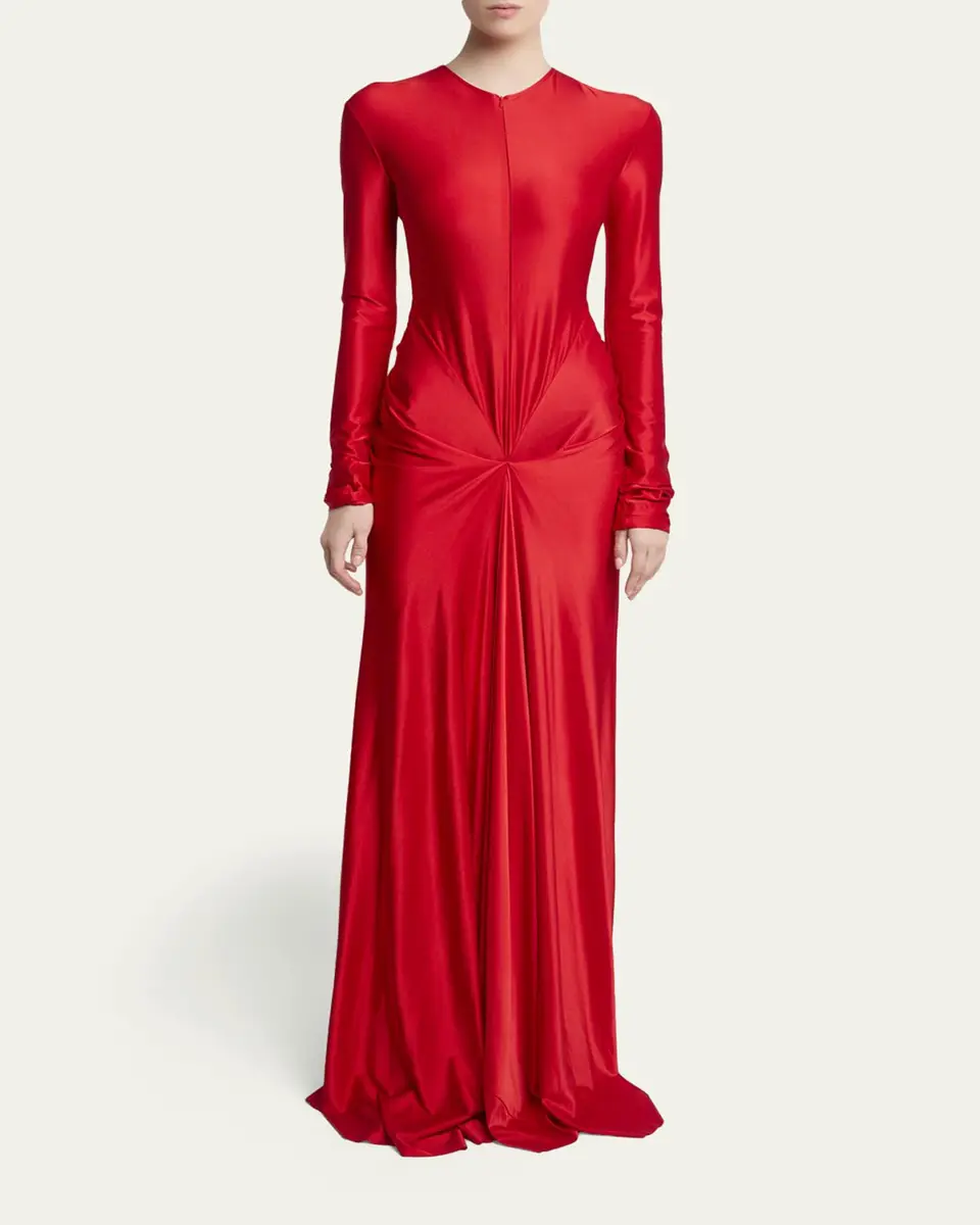 Victoria Beckham Twisted Cutout Long-Sleeve Gown | Thumbnail 2