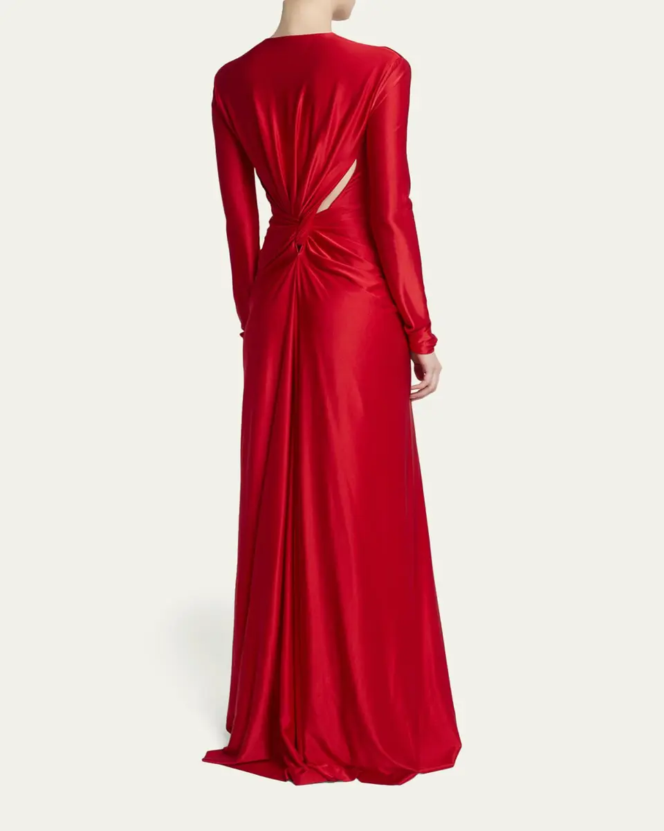 Victoria Beckham Twisted Cutout Long-Sleeve Gown | Thumbnail 3