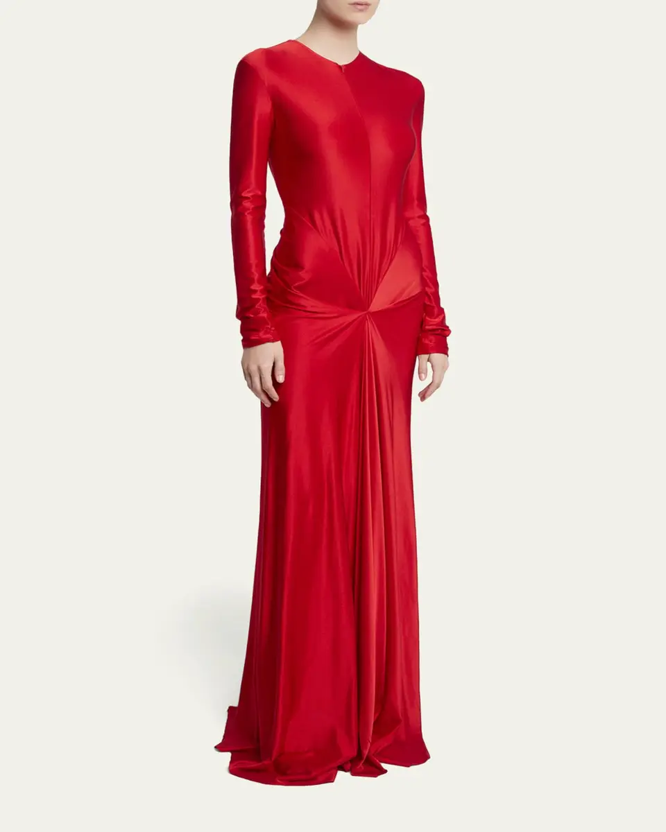 Victoria Beckham Twisted Cutout Long-Sleeve Gown | Thumbnail 4