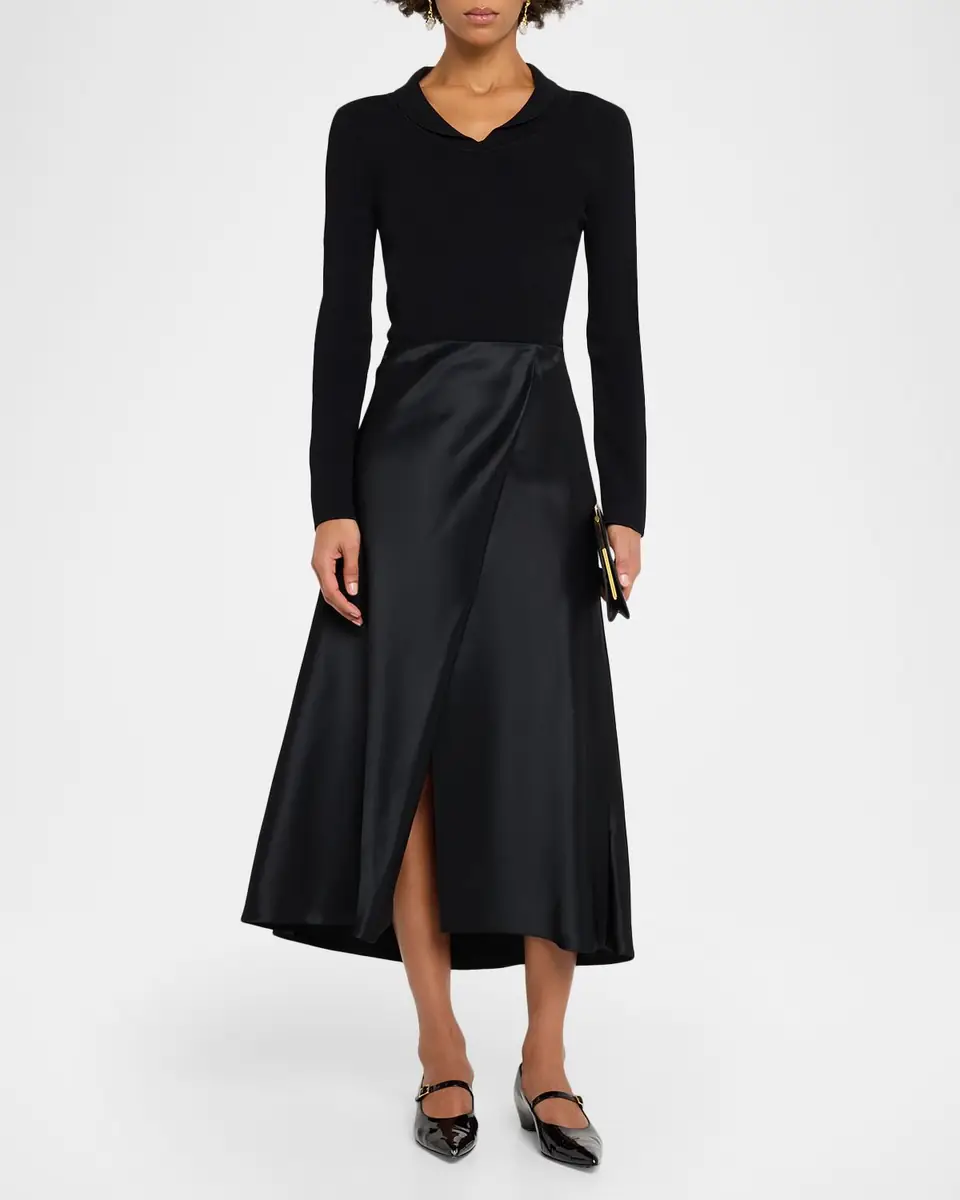 Khaite Demi Satin Midi Wrap Skirt | Thumbnail 2 Khaite Demi Satin Midi Wrap Skirt | Thumbnail 2