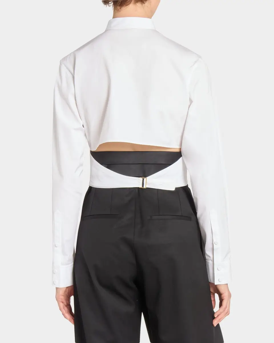 Alaïa Cummerbund Cotton Cropped Shirt | Thumbnail 3