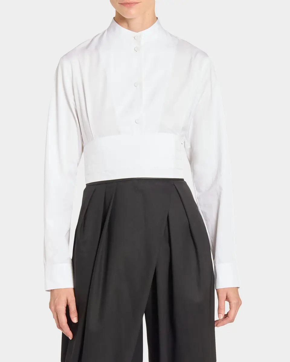 Alaïa Cummerbund Cotton Cropped Shirt | Thumbnail 4