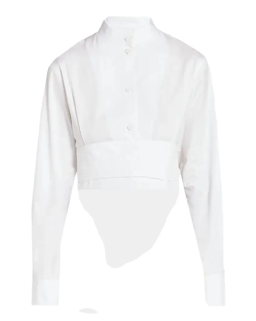 Alaïa Cummerbund Cotton Cropped Shirt | Image 1 Alaïa Cummerbund Cotton Cropped Shirt | Image 1