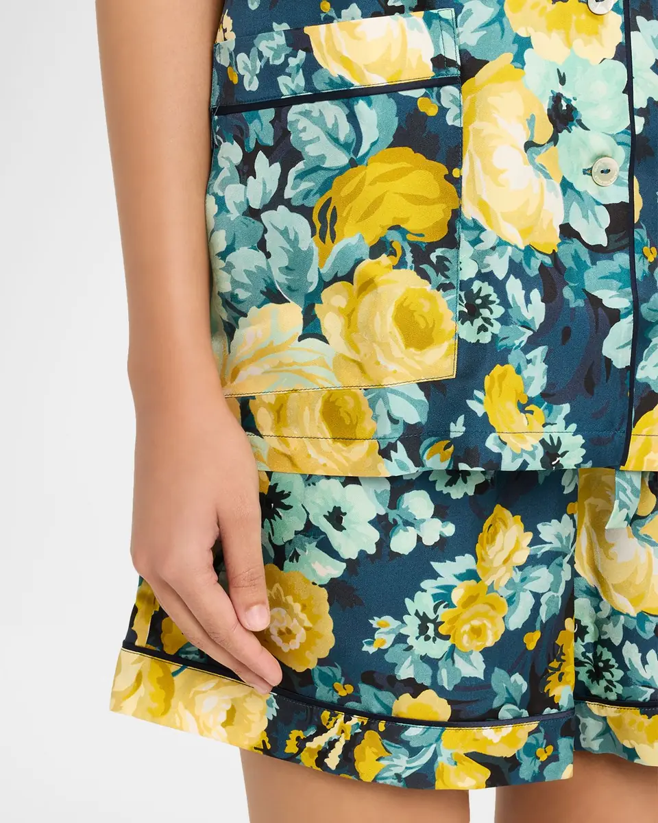 Olivia von Halle Ingo Floral-Print Silk Twill Short Pajama Set | Thumbnail 5 Olivia von Halle Ingo Floral-Print Silk Twill Short Pajama Set | Thumbnail 5