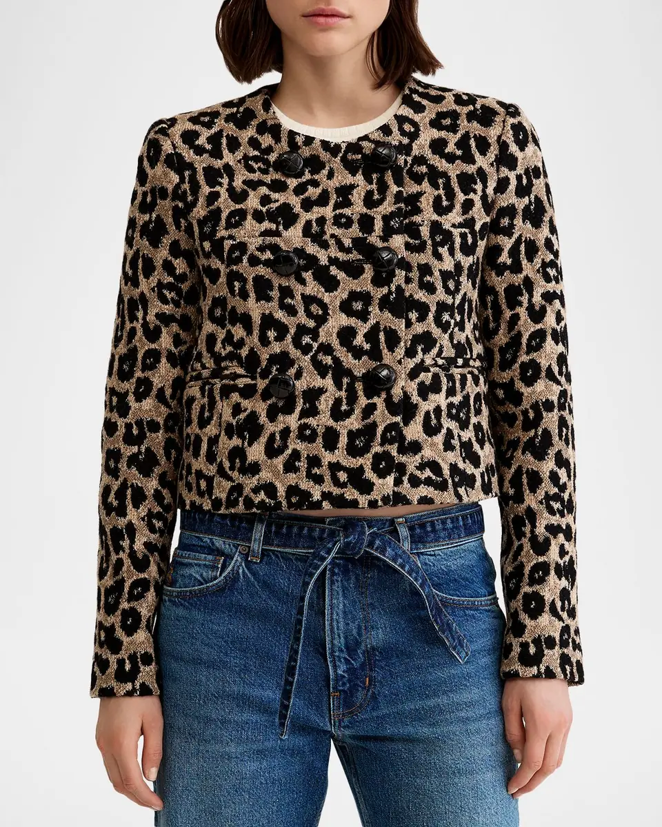 Smythe Leopard Collarless Double-Breasted Jacket | Thumbnail 2 Smythe Leopard Collarless Double-Breasted Jacket | Thumbnail 2