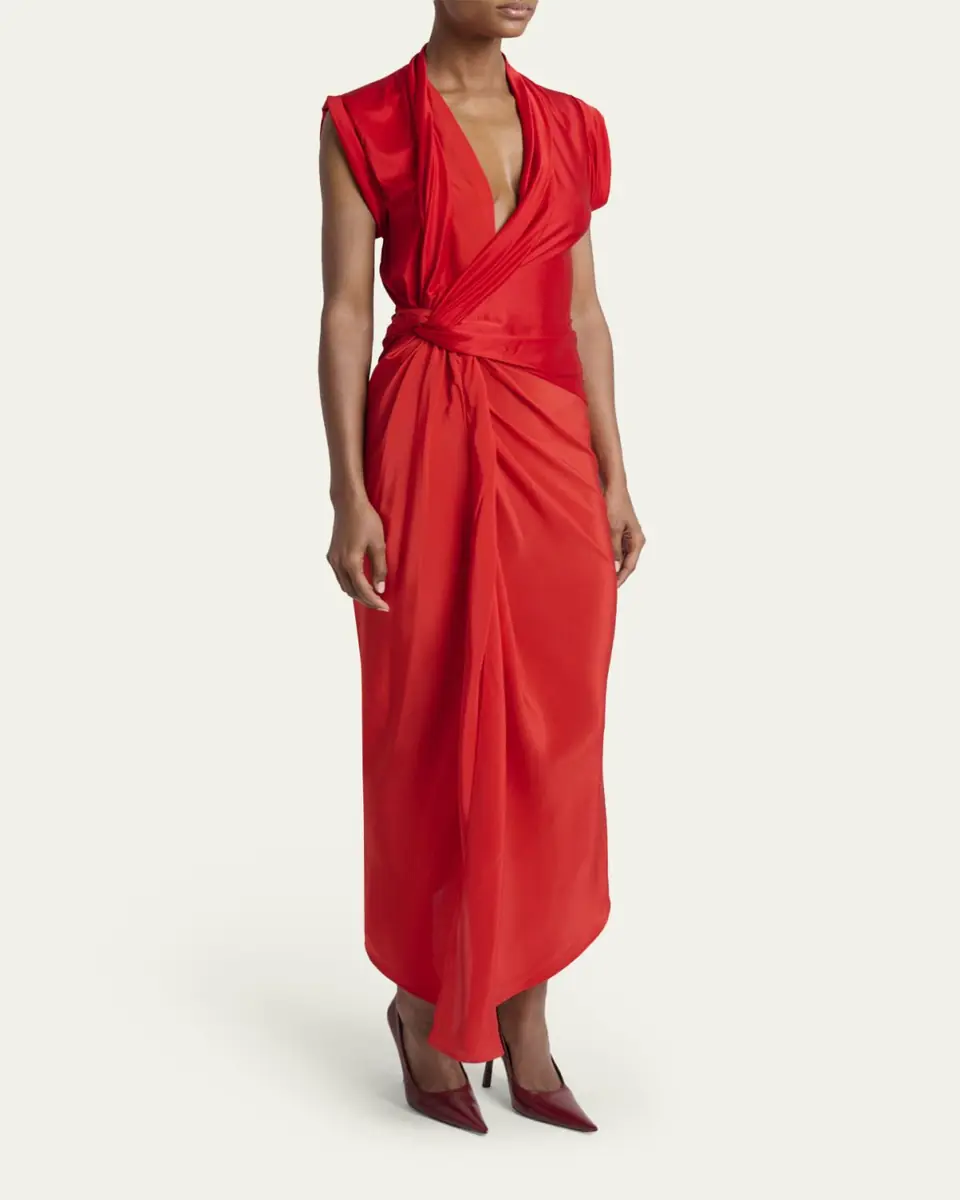 Victoria Beckham Asymmetric Twisted Silk Slit Maxi Dress | Thumbnail 4 Victoria Beckham Asymmetric Twisted Silk Slit Maxi Dress | Thumbnail 4