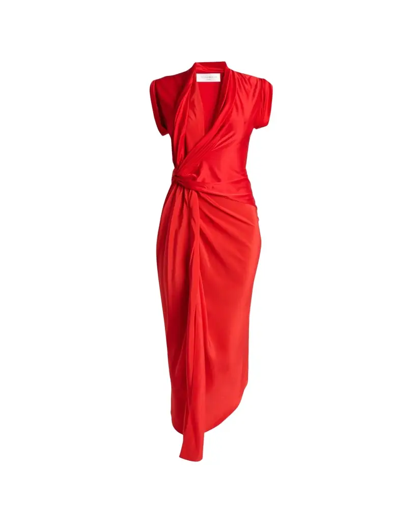 Asymmetric Twisted Silk Slit Maxi Dress Asymmetric Twisted Silk Slit Maxi Dress