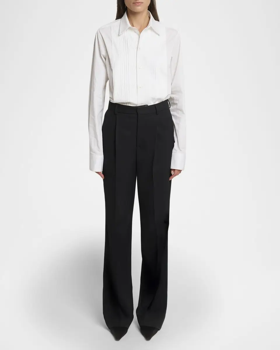 Victoria Beckham Pleated Straight-Leg Tuxedo Pants | Thumbnail 2