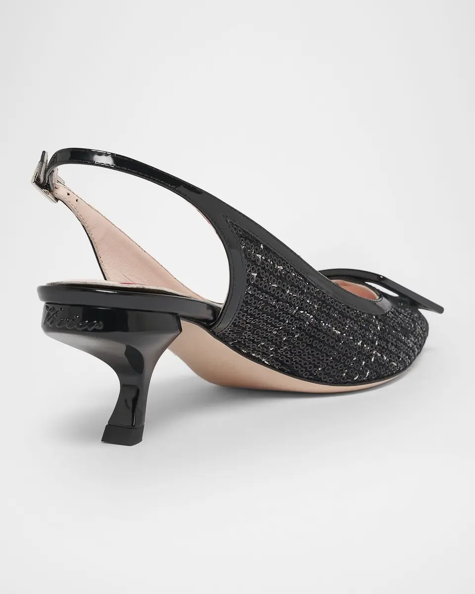 Roger Vivier 55mm Virgule Bordo Sequined Tweed Slingback Pumps | Thumbnail 2 Roger Vivier 55mm Virgule Bordo Sequined Tweed Slingback Pumps | Thumbnail 2