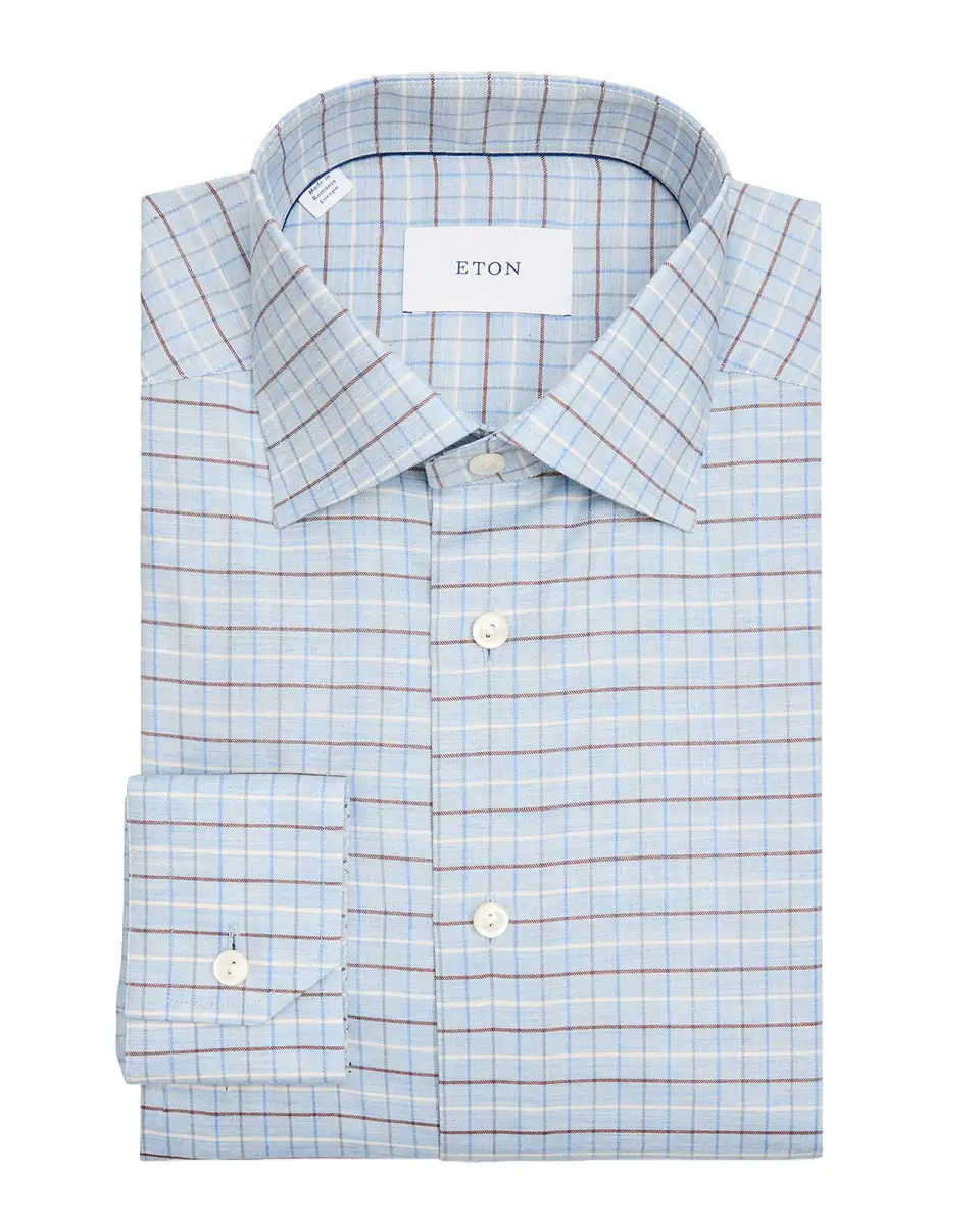 Eton Men's Slim-Fit Grid Check Elevated Organic Cotton Dress Shirt | Thumbnail 2 Eton Men's Slim-Fit Grid Check Elevated Organic Cotton Dress Shirt | Thumbnail 2