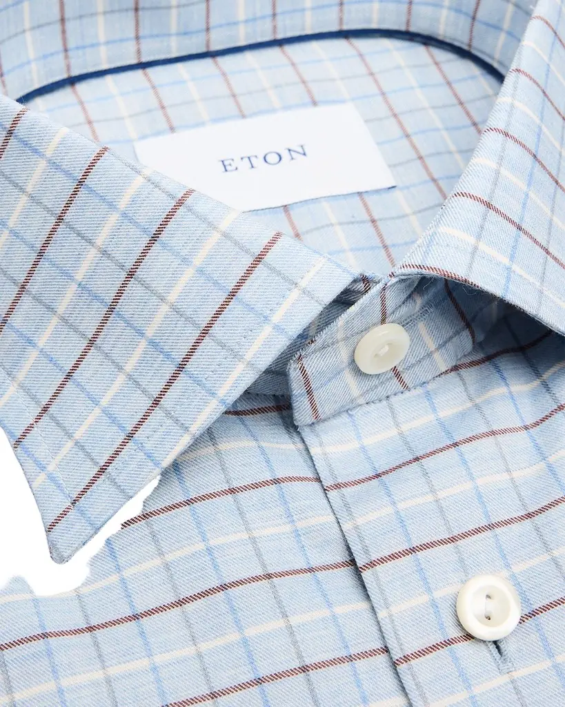 Eton Men's Slim-Fit Grid Check Elevated Organic Cotton Dress Shirt | Image 1 Eton Men's Slim-Fit Grid Check Elevated Organic Cotton Dress Shirt | Image 1