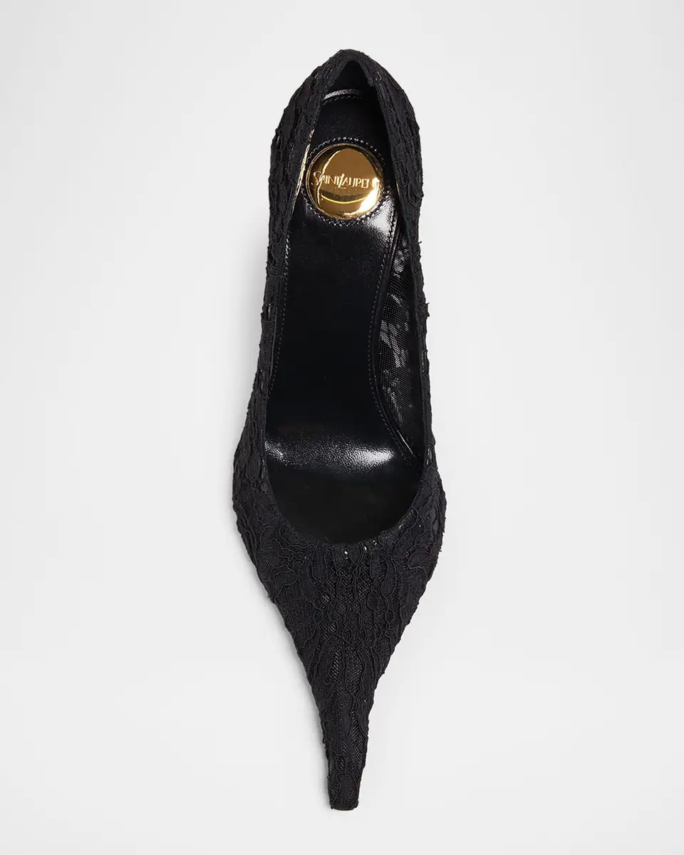 Saint Laurent 95mm Thierry Floral Lace Pumps | Thumbnail 3