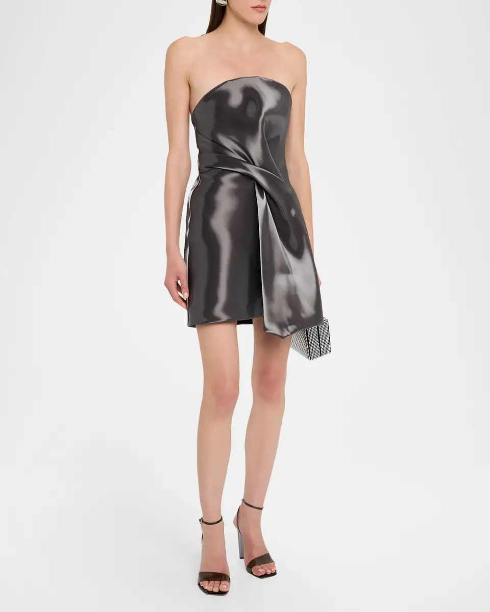 Kate Barton Kate Strapless Draped Liquid-Effect Mini Dress | Thumbnail 3 Kate Barton Kate Strapless Draped Liquid-Effect Mini Dress | Thumbnail 3