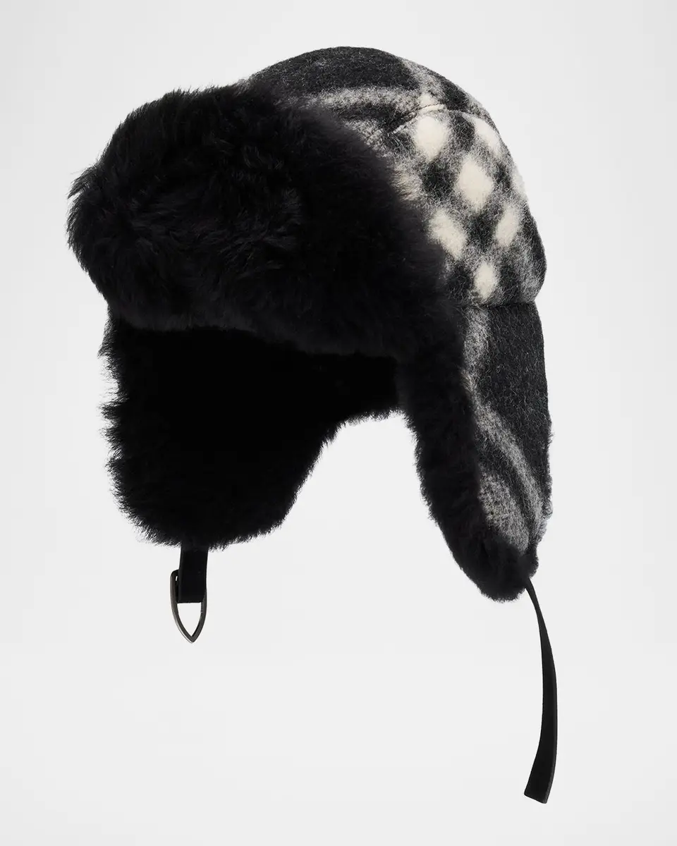 Burberry Check Wool & Shearling Trapper Hat | Thumbnail 3 Burberry Check Wool & Shearling Trapper Hat | Thumbnail 3