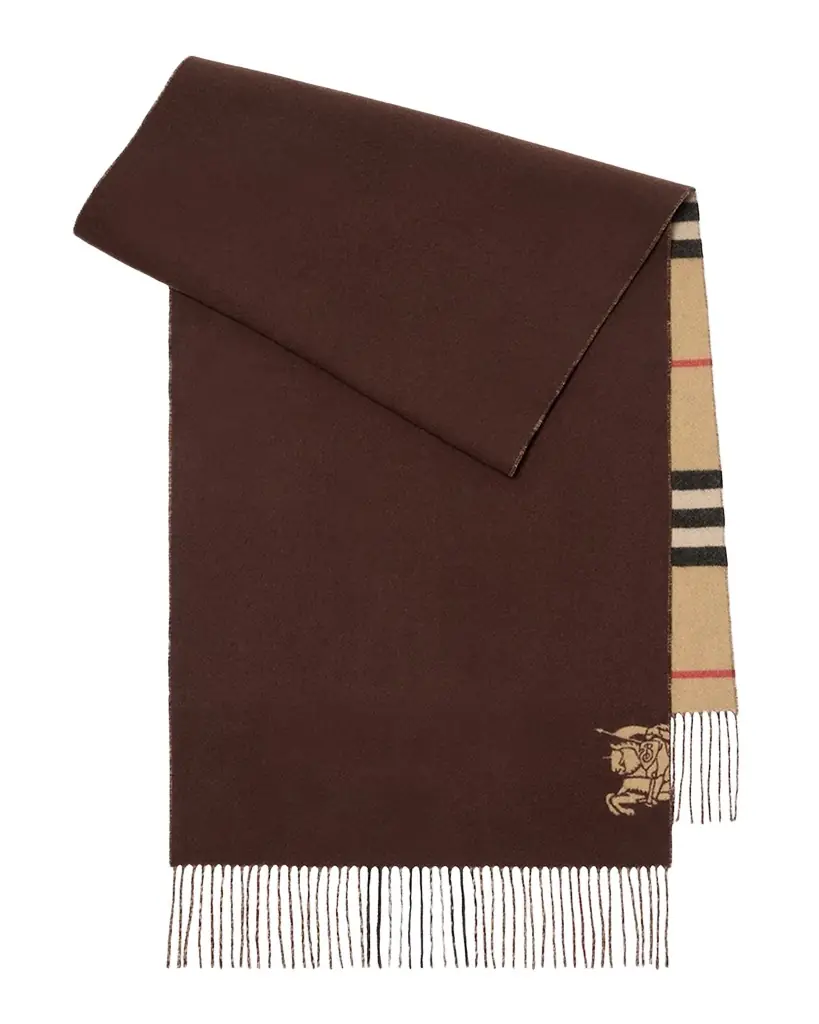 Burberry Wide Reversible Check Cashmere Scarf | Image 1 Burberry Wide Reversible Check Cashmere Scarf | Image 1