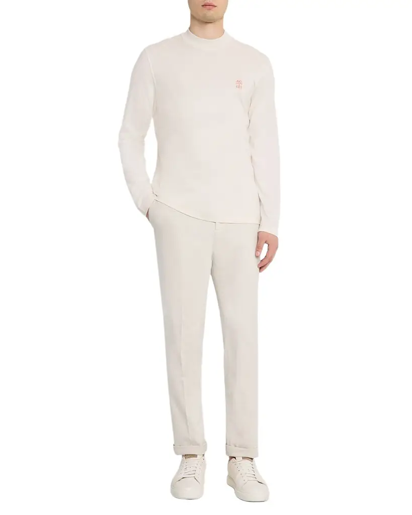 Brunello Cucinelli Men's Mock-Neck Long-Sleeve T-Shirt | Image 1 Brunello Cucinelli Men's Mock-Neck Long-Sleeve T-Shirt | Image 1