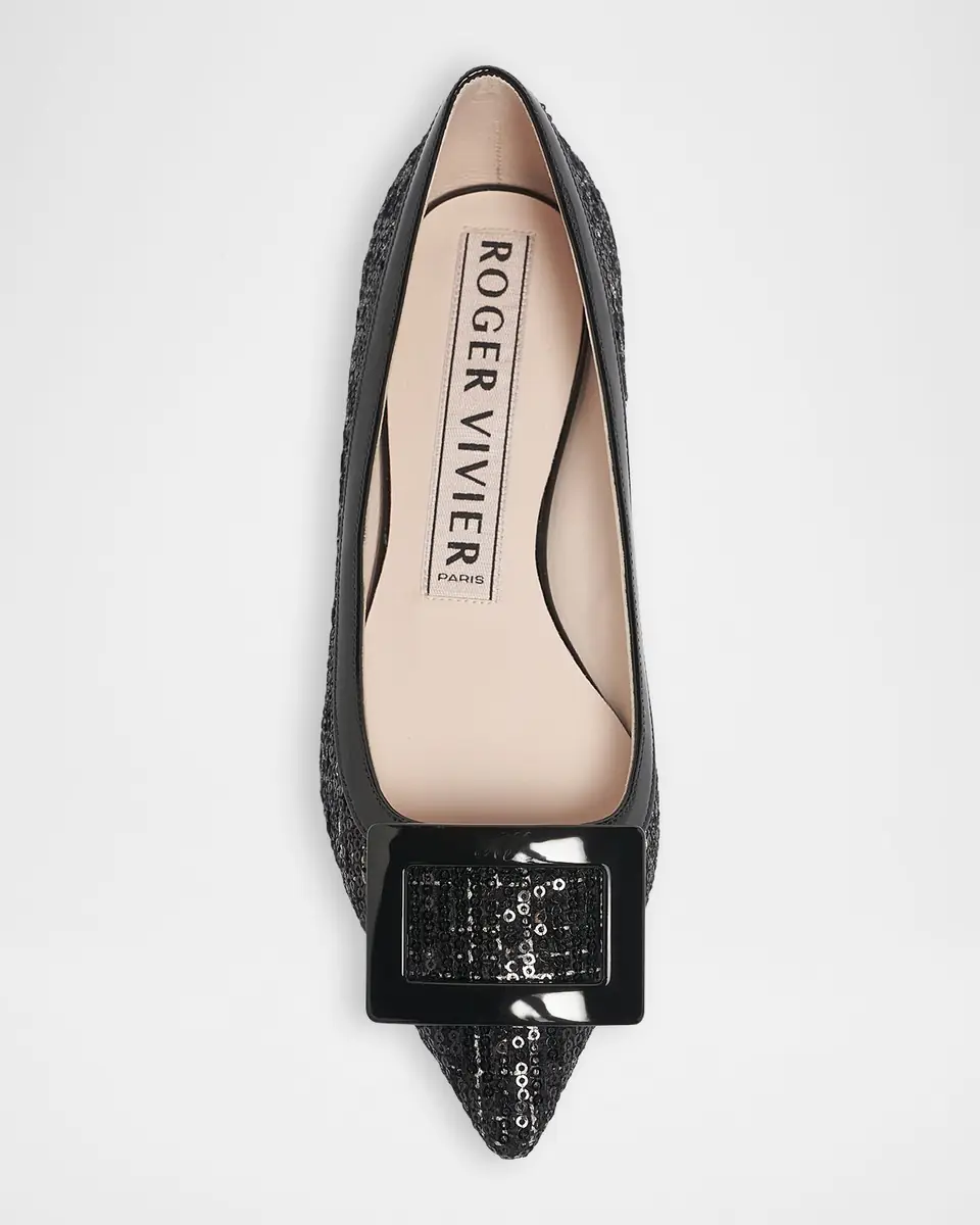 Roger Vivier Gommettine Sequined Tweed Ballet Flats | Thumbnail 3