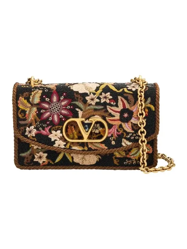 Beaded Floral-Embroidered Shoulder Strap Beaded Floral-Embroidered Shoulder Strap