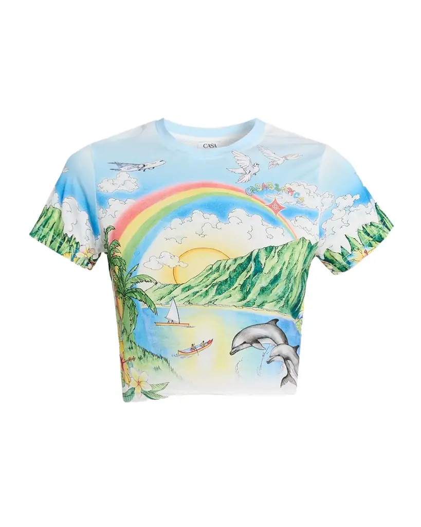 CASABLANCA Aloha Short-Sleeve Crop T-Shirt | Image 1 CASABLANCA Aloha Short-Sleeve Crop T-Shirt | Image 1