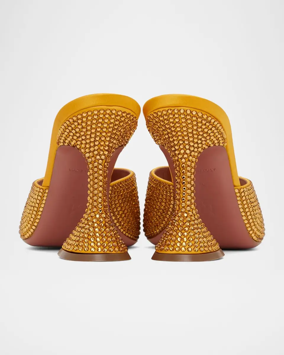 Amina Muaddi 95mm Lupita Crystal Satin Pedestal Mule Sandals | Thumbnail 2 Amina Muaddi 95mm Lupita Crystal Satin Pedestal Mule Sandals | Thumbnail 2