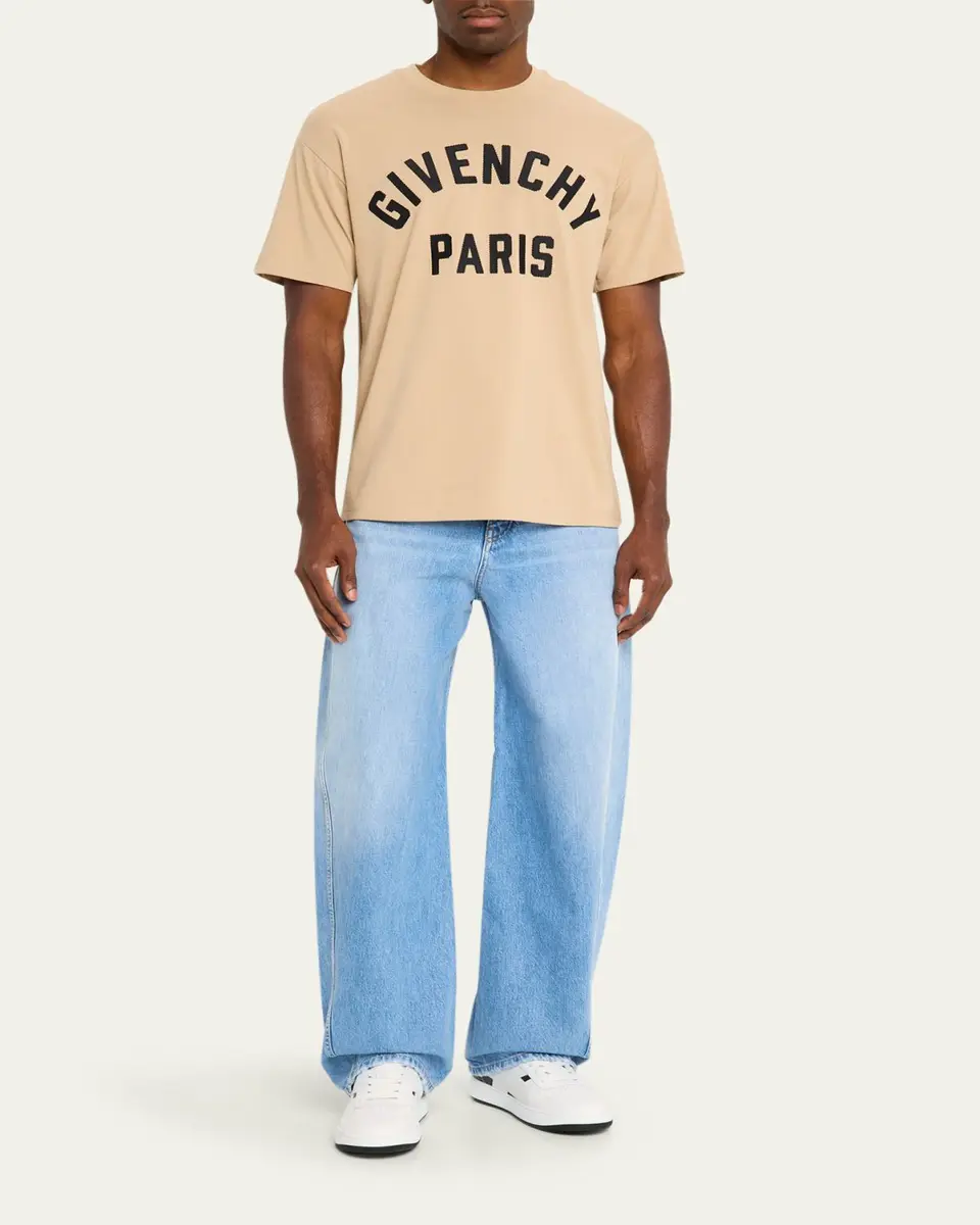 Givenchy Men's Stone-Washed Barrel-Leg Jeans | Thumbnail 2