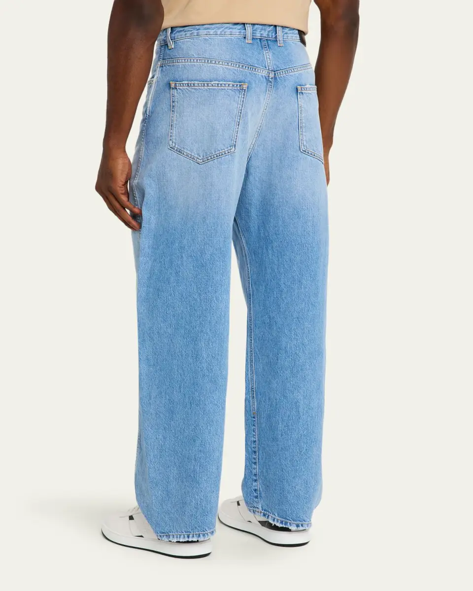 Givenchy Men's Stone-Washed Barrel-Leg Jeans | Thumbnail 3