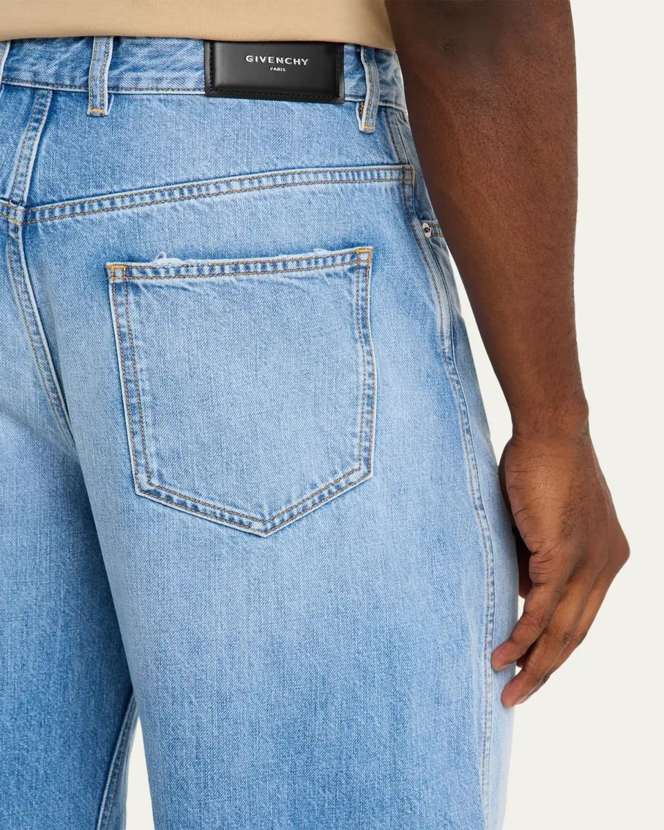 Givenchy Men's Stone-Washed Barrel-Leg Jeans | Thumbnail 5
