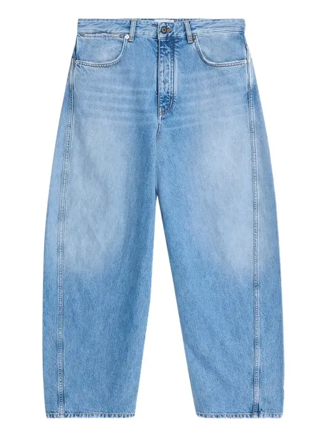 Men's Stone-Washed Barrel-Leg Jeans