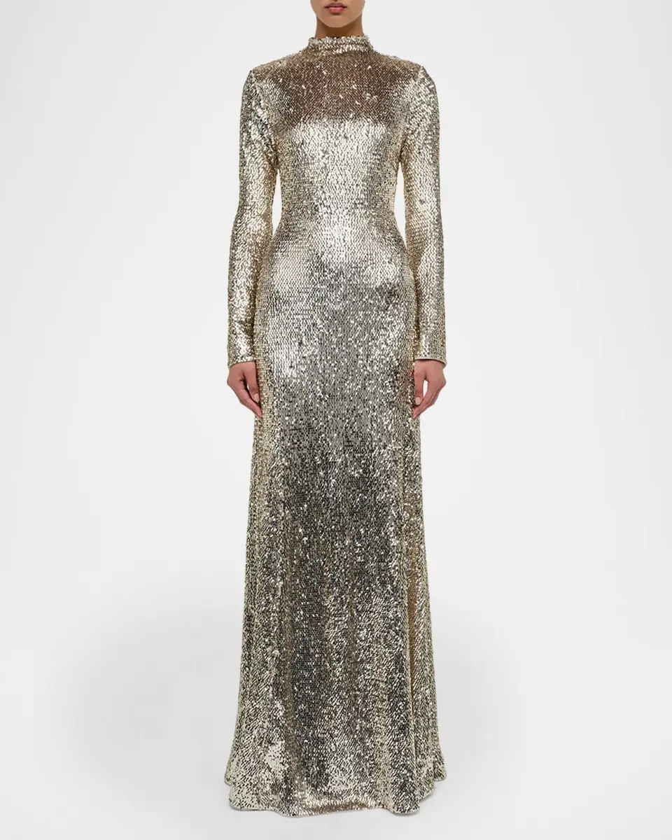 SIMKHAI Beatrice Sequined Long-Sleeve Gown | Thumbnail 2 SIMKHAI Beatrice Sequined Long-Sleeve Gown | Thumbnail 2