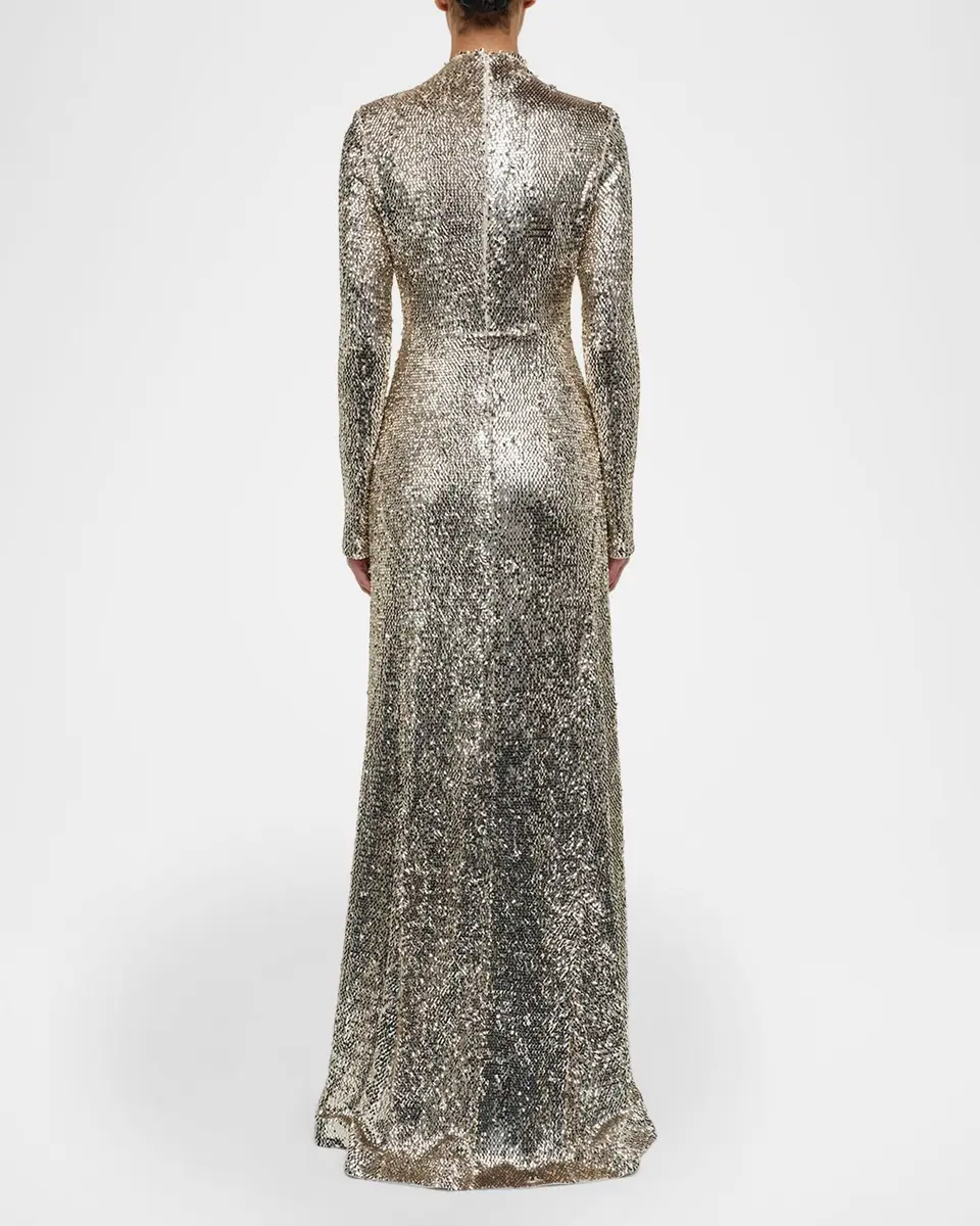 SIMKHAI Beatrice Sequined Long-Sleeve Gown | Thumbnail 3 SIMKHAI Beatrice Sequined Long-Sleeve Gown | Thumbnail 3