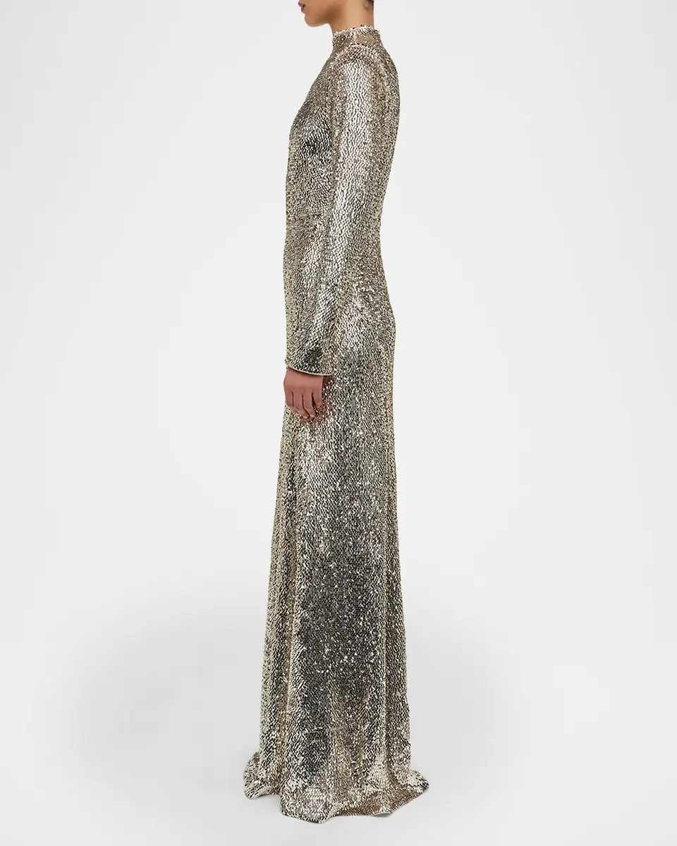 SIMKHAI Beatrice Sequined Long-Sleeve Gown | Thumbnail 5 SIMKHAI Beatrice Sequined Long-Sleeve Gown | Thumbnail 5