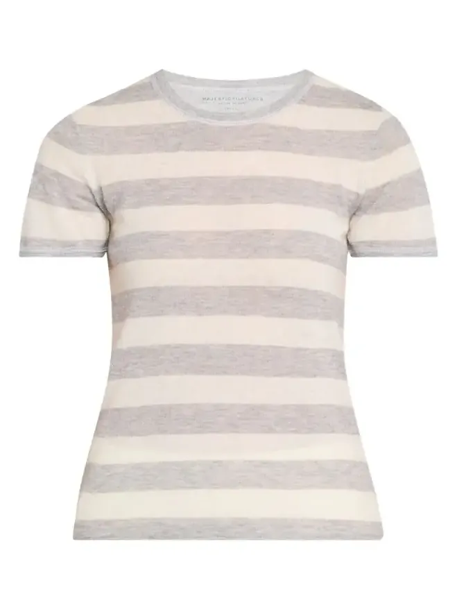 Machine Washable Cashmere Striped T-Shirt Machine Washable Cashmere Striped T-Shirt