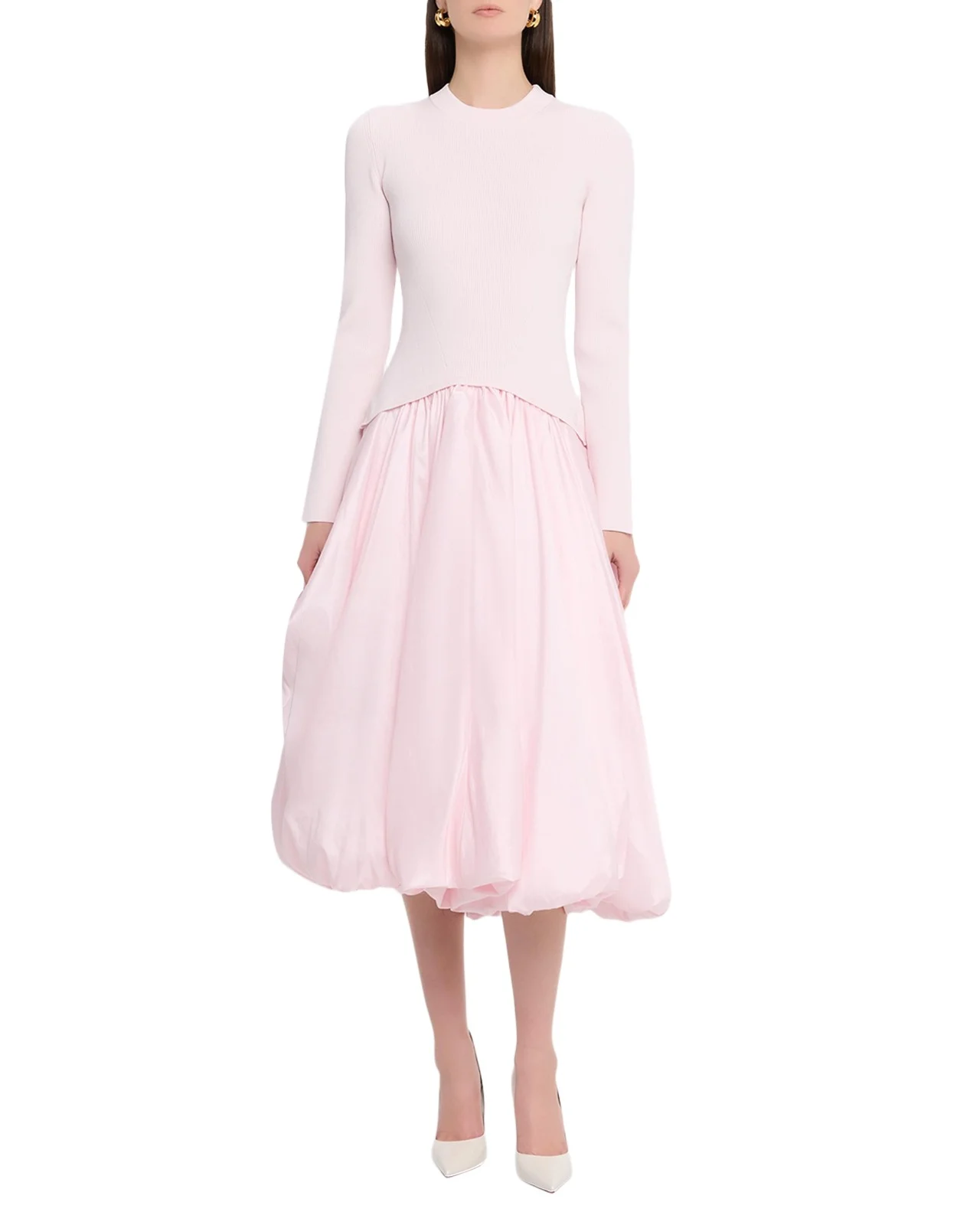 Kenlie Mock-Neck Bubble Midi Dress Kenlie Mock-Neck Bubble Midi Dress