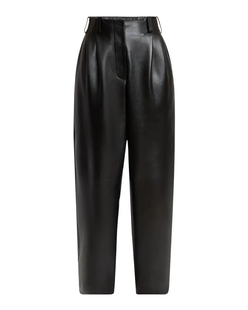 Givenchy Double Pleated Leather Barrel-Leg Trousers | Image 1 Givenchy Double Pleated Leather Barrel-Leg Trousers | Image 1