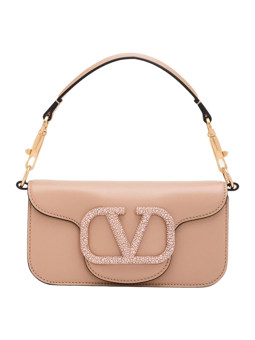 Loco Small Leather Top-Handle Bag with Jewel VLogo Loco Small Leather Top-Handle Bag with Jewel VLogo