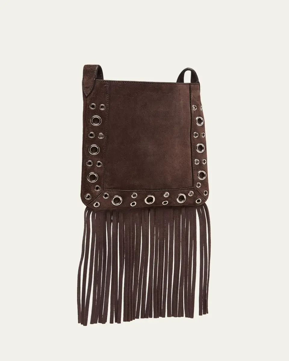 Valentino Garavani Small Studded Fringe Suede Crossbody Bag | Thumbnail 3