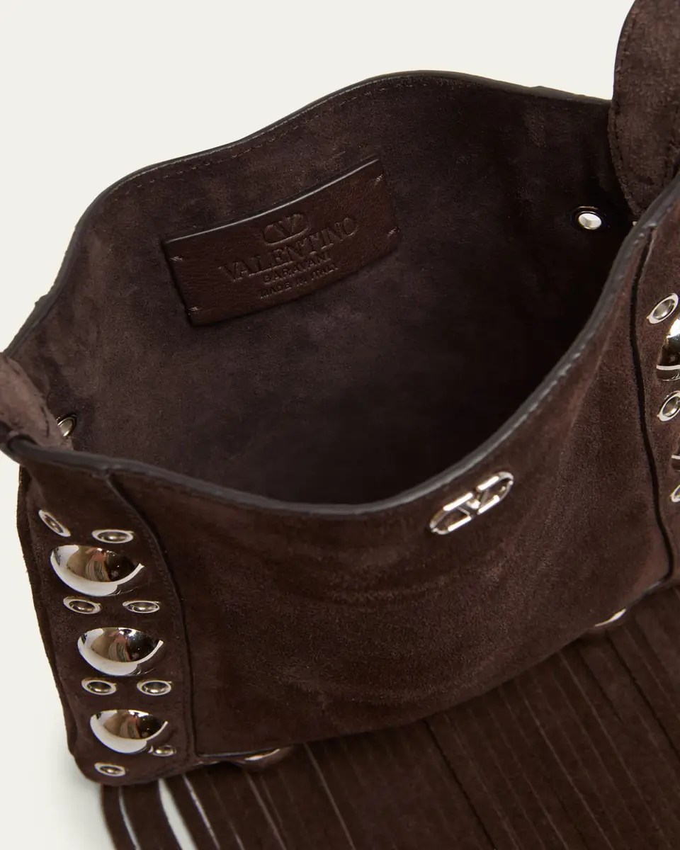 Valentino Garavani Small Studded Fringe Suede Crossbody Bag | Thumbnail 4
