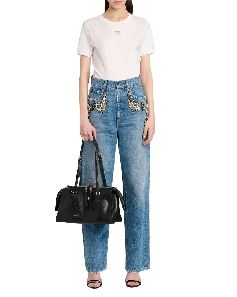 Dolce & Gabbana Crystal Embellished Straight-Leg Jeans | Image 1 Dolce & Gabbana Crystal Embellished Straight-Leg Jeans | Image 1