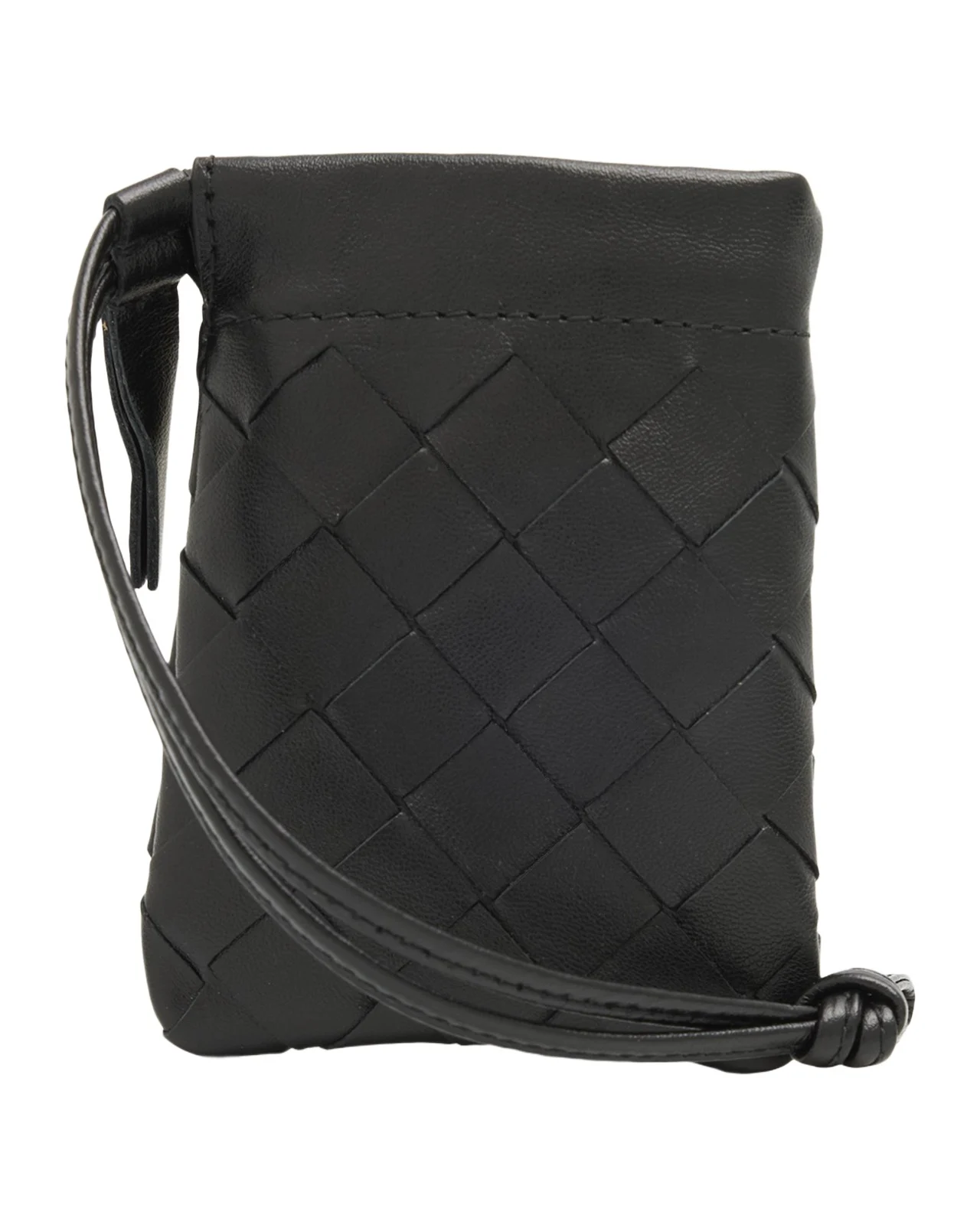 Micro Dustbag Intrecciato Leather Drawstring Pouch