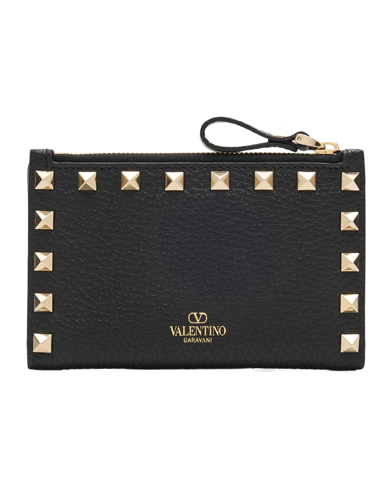 Valentino Garavani Rockstud Leather Card Holder/Coin Purse