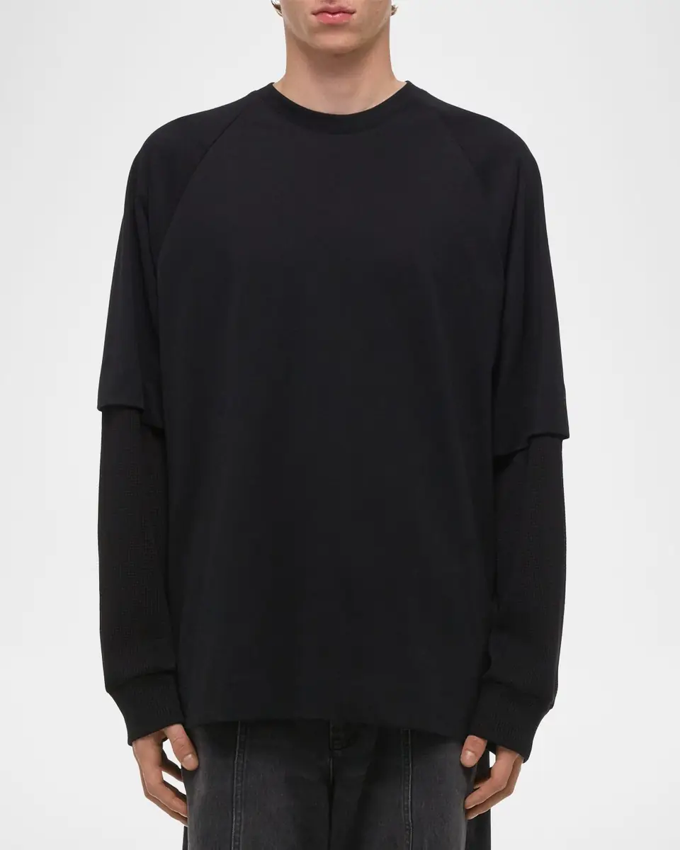 Helmut Lang Men's Double-Layer Waffle Sleeve T-Shirt | Thumbnail 3 Helmut Lang Men's Double-Layer Waffle Sleeve T-Shirt | Thumbnail 3