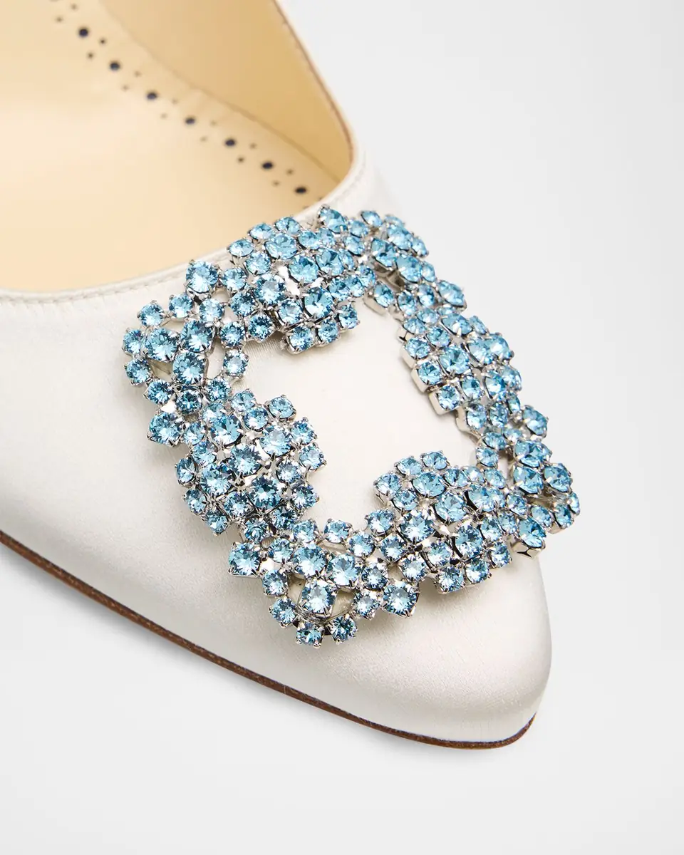 Manolo Blahnik 70mm Hangisi Satin Pumps with Crystal Buckle | Thumbnail 5 Manolo Blahnik 70mm Hangisi Satin Pumps with Crystal Buckle | Thumbnail 5