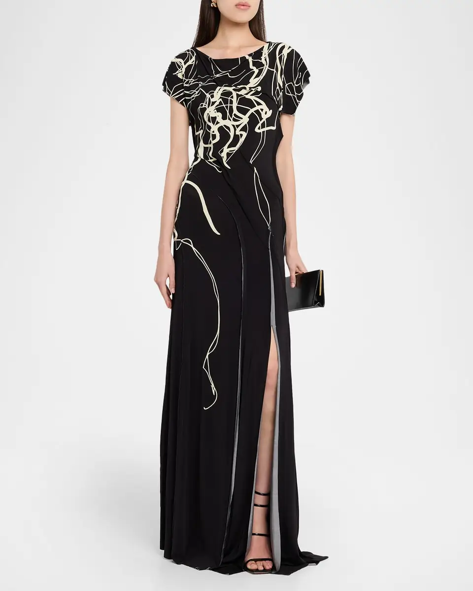 Jason Wu Collection Bicolor Scribble-Print Gown | Thumbnail 2 Jason Wu Collection Bicolor Scribble-Print Gown | Thumbnail 2