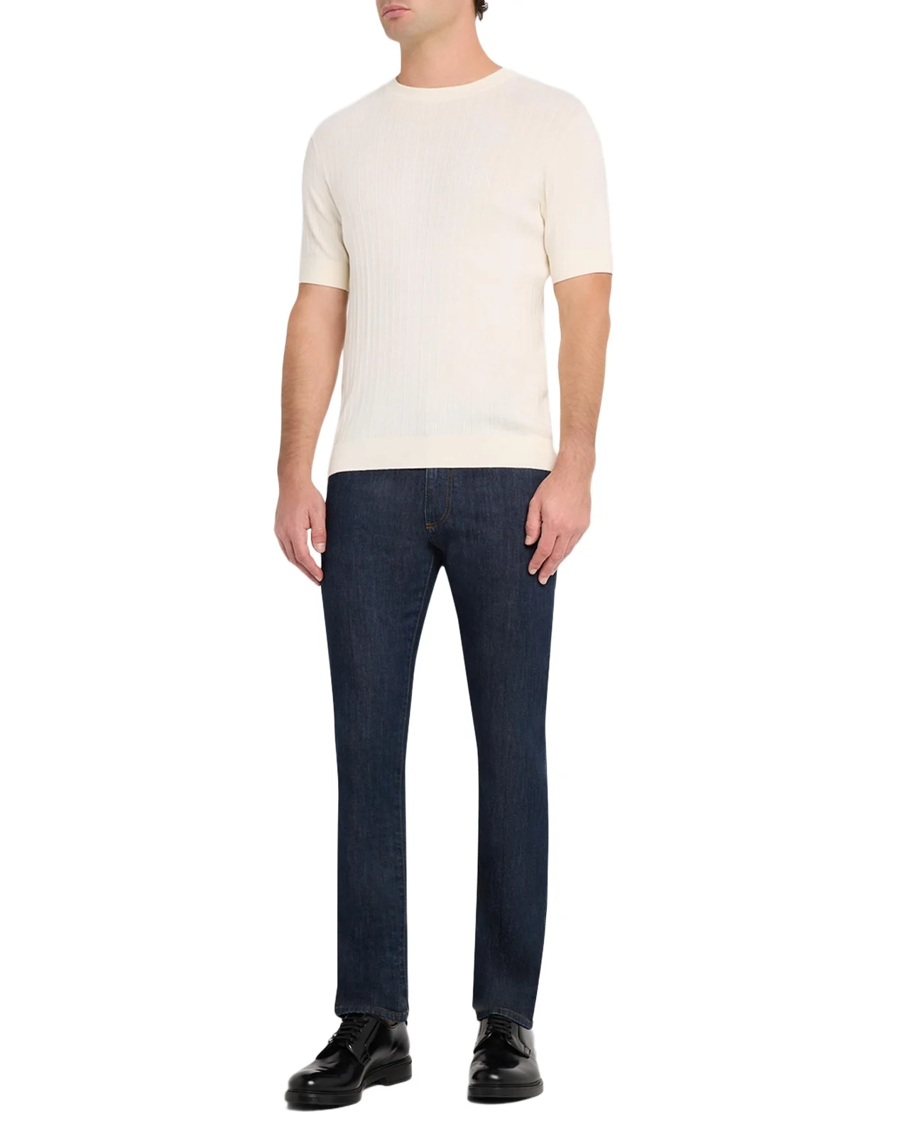 Emporio Armani Men's Jacquard Stripe Short-Sleeve Sweater