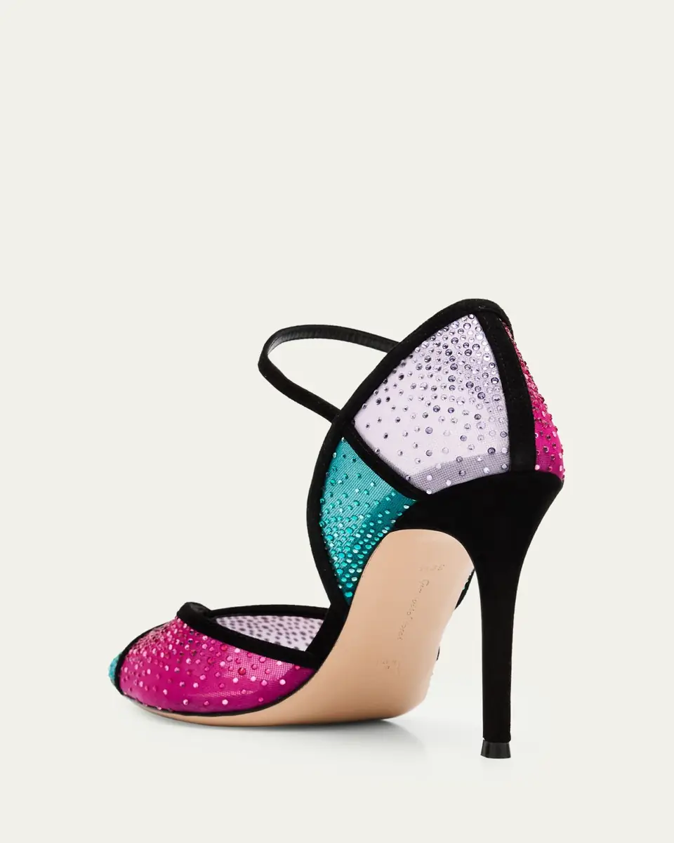 Gianvito Rossi 95mm Suede-Trimmed Crystal-Embellished Mesh Pumps | Thumbnail 5 Gianvito Rossi 95mm Suede-Trimmed Crystal-Embellished Mesh Pumps | Thumbnail 5