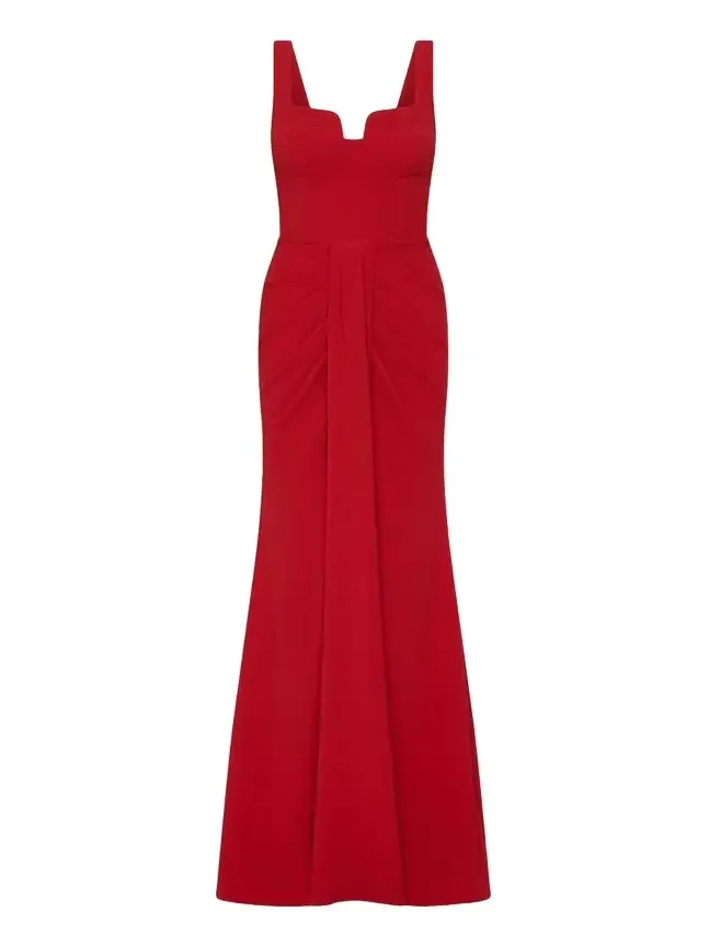 Zarya Sleeveless Draped Mermaid Gown