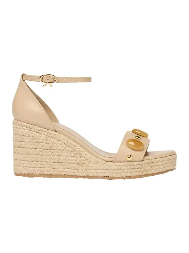70mm Embellished Leather Espadrille Wedge Sandals 70mm Embellished Leather Espadrille Wedge Sandals
